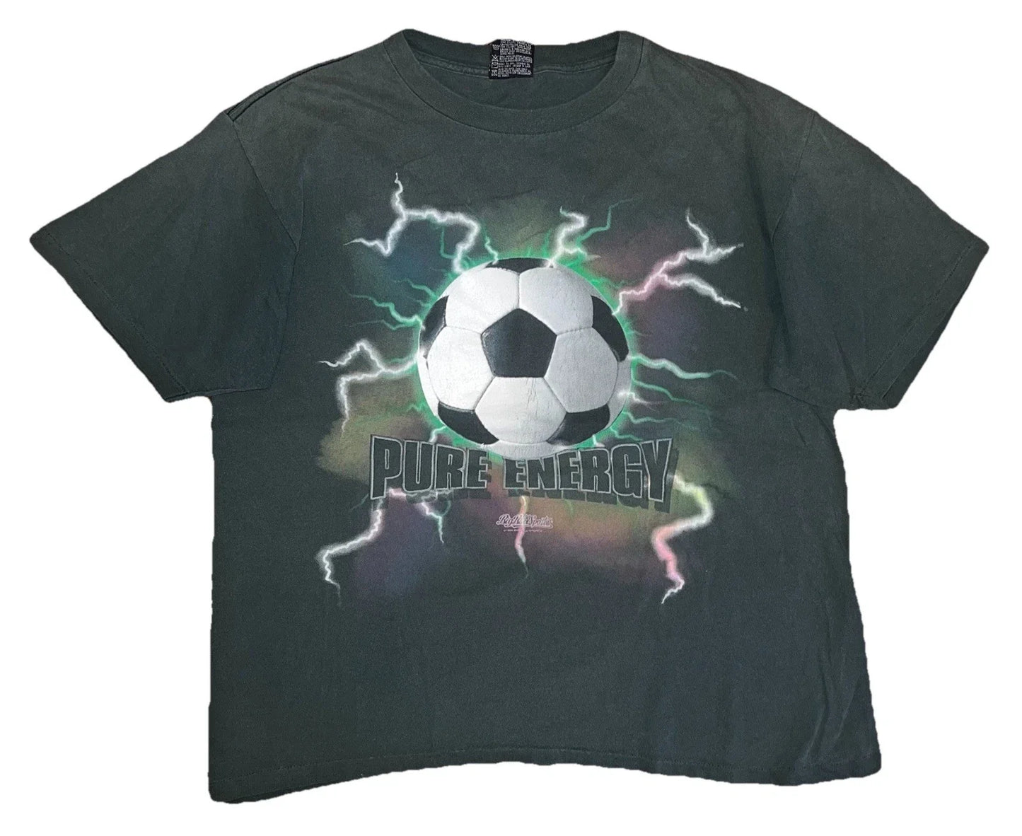Vtg 90s Big Ball Sports Pure Energy Soccer Lightning Faded Green T Shirt Large Unisex T-shirt, Sweatshirt, Hoodie, Long Sleeve Tee - T-Shirt, Sweatshirt, Hoodie
