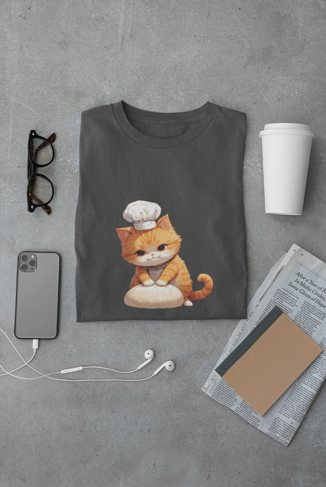 Chef Baker Cat Baking Biscuit Maker T-Shirt | Cute Orange Tabby Unisex T-shirt, Sweatshirt, Hoodie, Long Sleeve Tee - T-Shirt, Sweatshirt, Hoodie