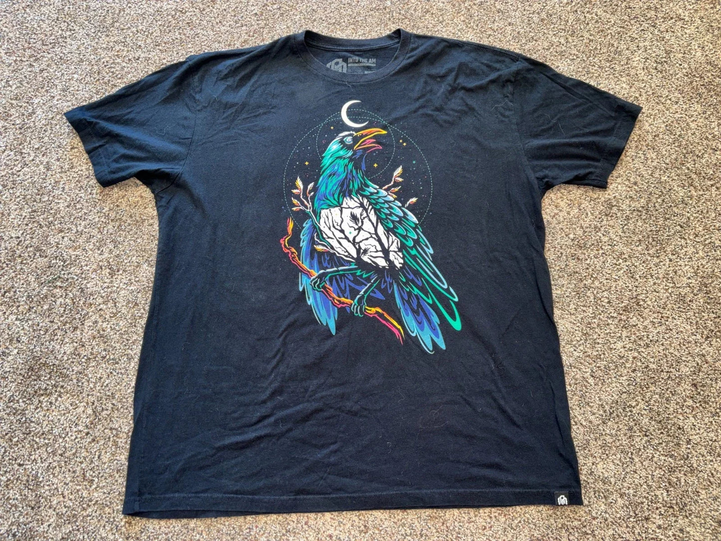 INTO THE AM Graphic T-Shirt Mens 2XL Raven Moon Night Sky Mens Streetwear Tee Unisex T-shirt, Sweatshirt, Hoodie, Long Sleeve Tee - T-Shirt, Sweatshirt, Hoodie