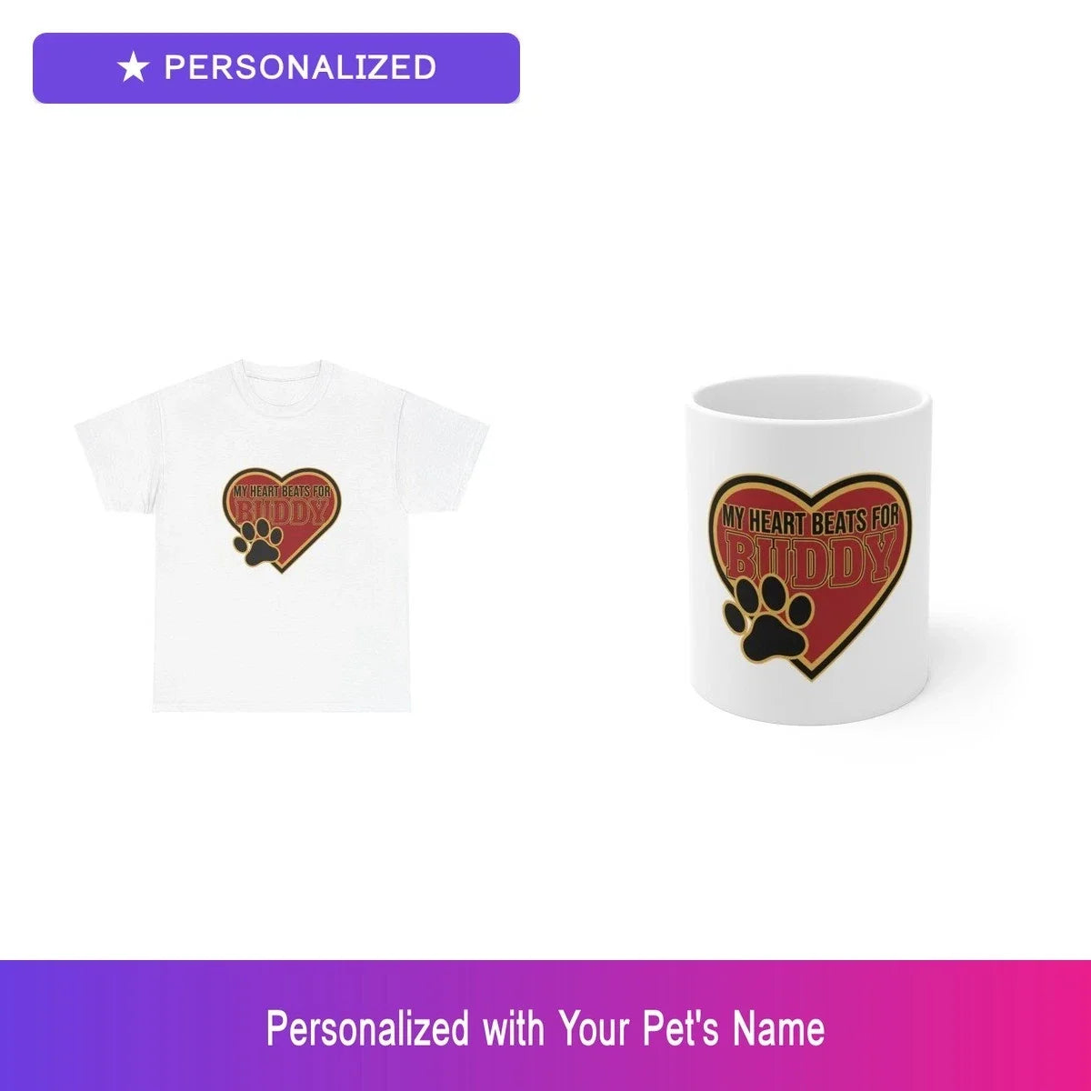 Custom Labrador Lab Paw Print Gift Set Shirt Mug Personalized Pet Name Bundle Unisex T-shirt, Sweatshirt, Hoodie, Long Sleeve Tee - T-Shirt, Sweatshirt, Hoodie