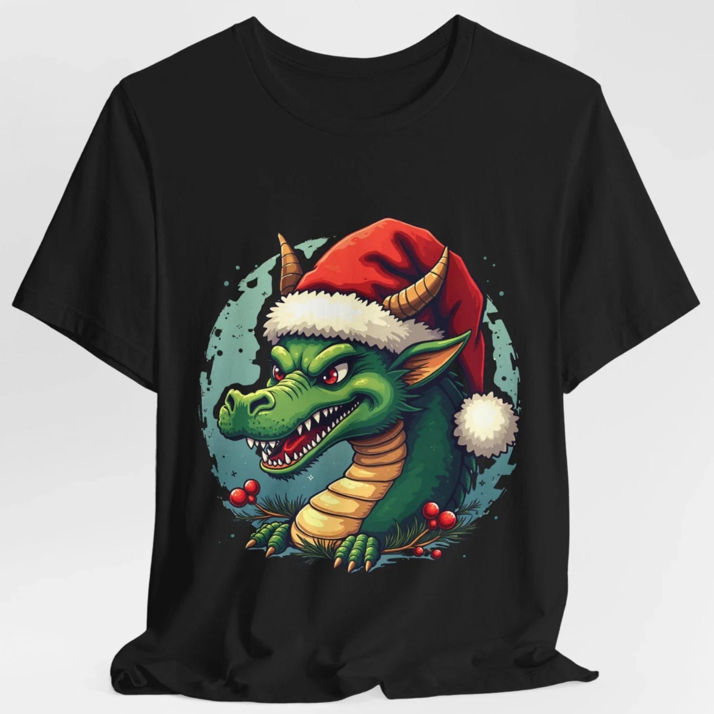 Christmas Santa Dragon T-Shirt, Holiday Tee, Festive Shirt, Unisex Top, Xmas Unisex T-shirt, Sweatshirt, Hoodie, Long Sleeve Tee - T-Shirt, Sweatshirt, Hoodie