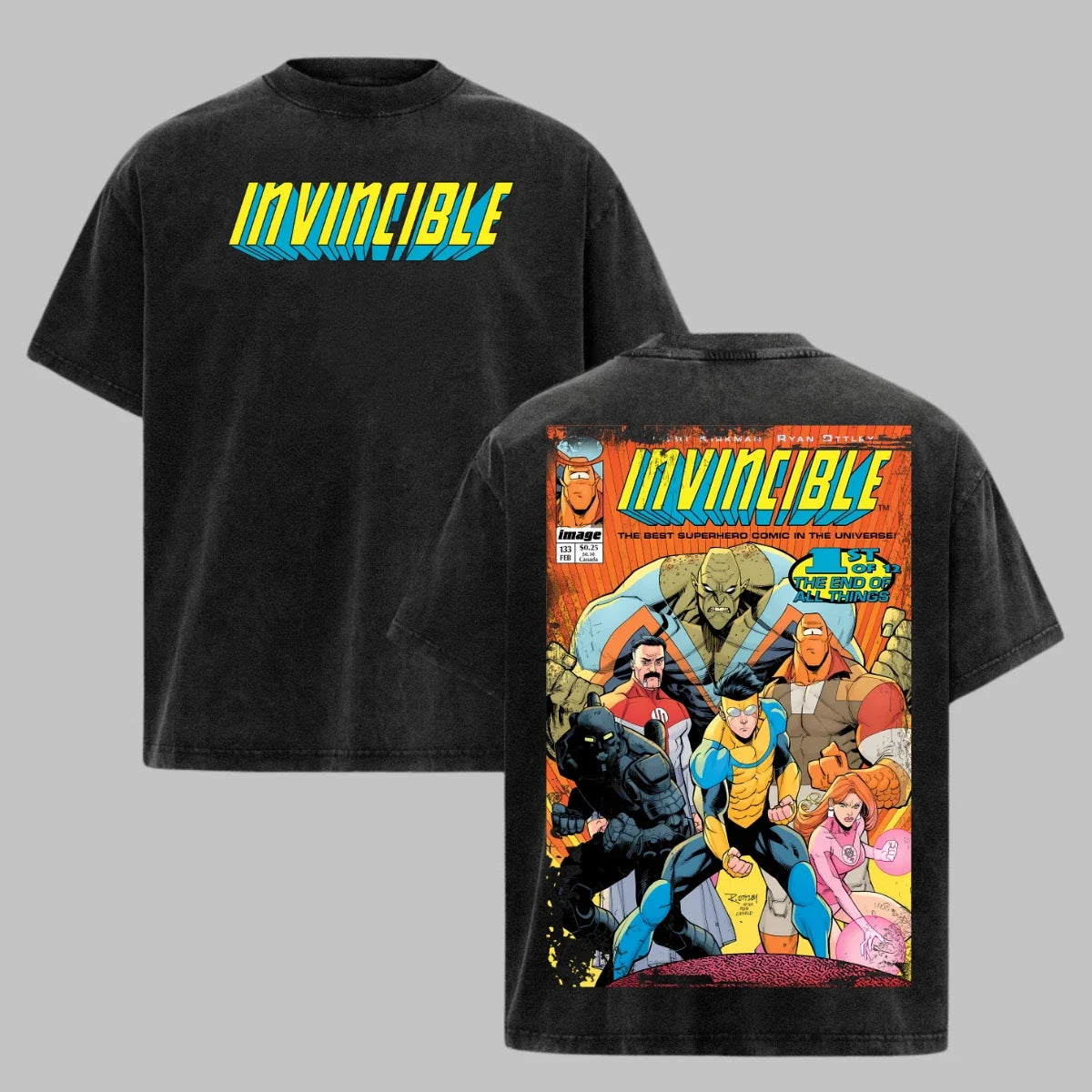 Invincible Shirt Acid Washed Tee Mark Grayson Comic Omni-Man Graphic Top Men Top Unisex T-shirt, Sweatshirt, Hoodie, Long Sleeve Tee - T-Shirt, Sweatshirt, Hoodie