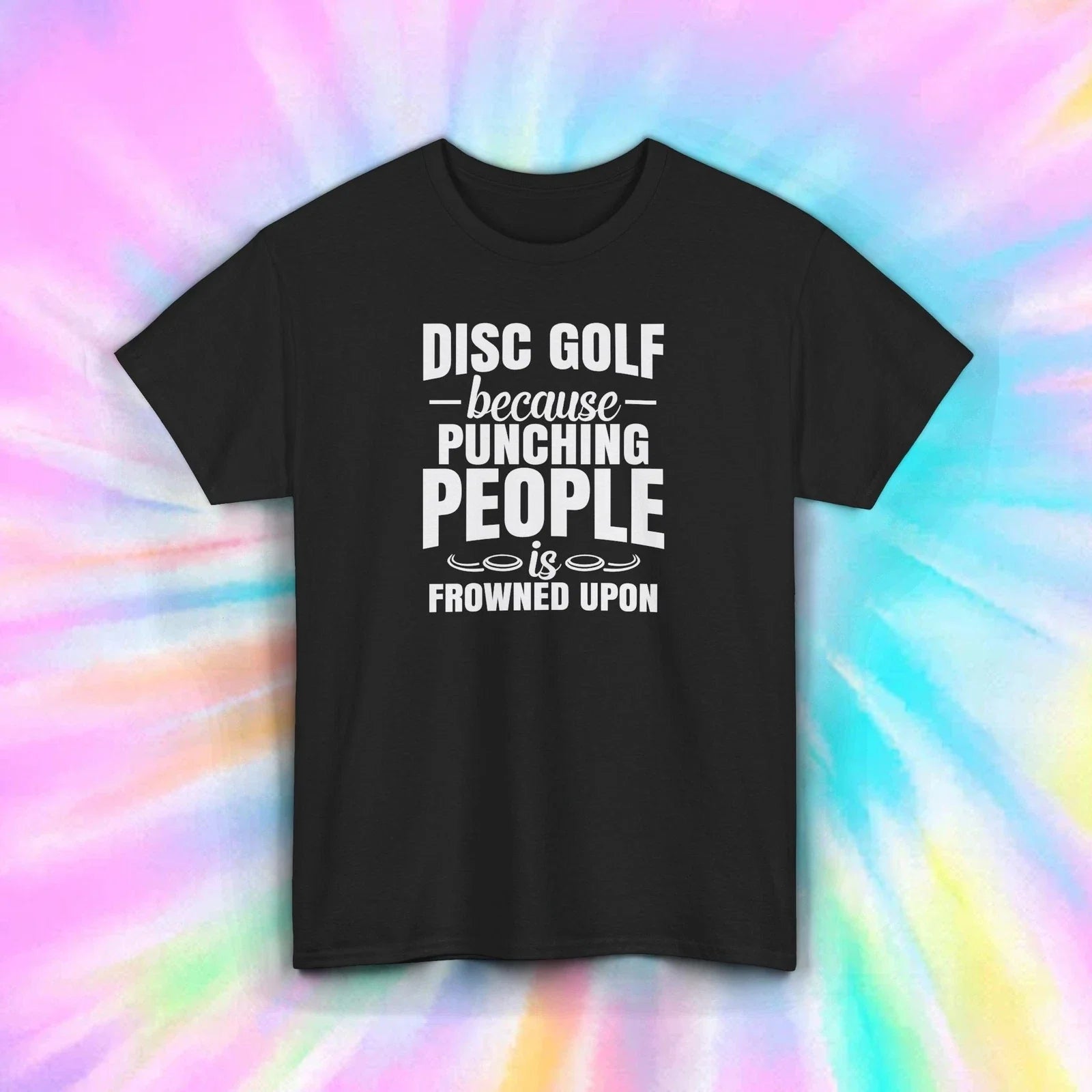Funny Disc Golf Shirt Punching People Frowned Upon Frisbee Tee S-5XL Unisex T-shirt, Sweatshirt, Hoodie, Long Sleeve Tee - T-Shirt, Sweatshirt, Hoodie