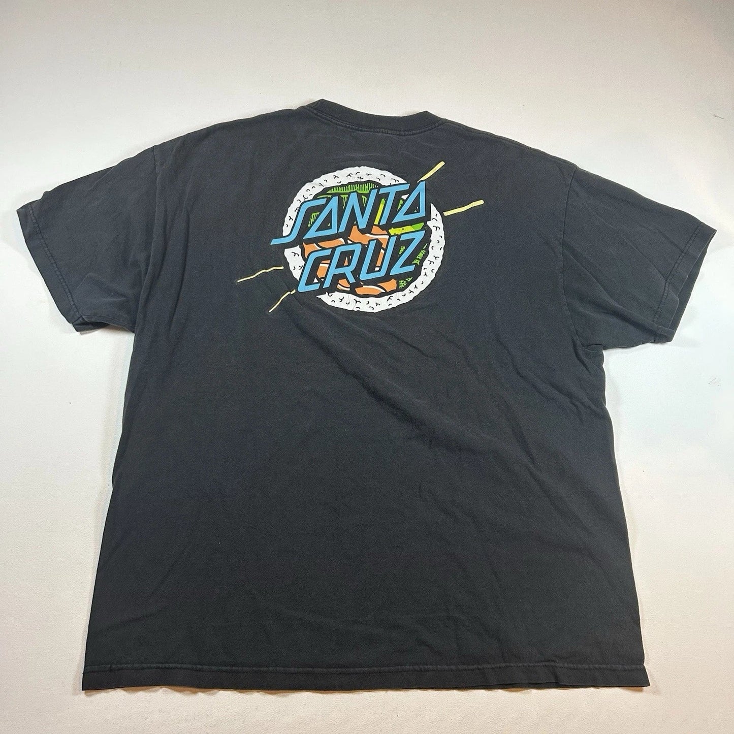 Vintage 90s Rare Santa Cruz Shirt Mens 2XL Sushi Chopsticks Wheel Logo Faded Unisex T-shirt, Sweatshirt, Hoodie, Long Sleeve Tee - T-Shirt, Sweatshirt, Hoodie