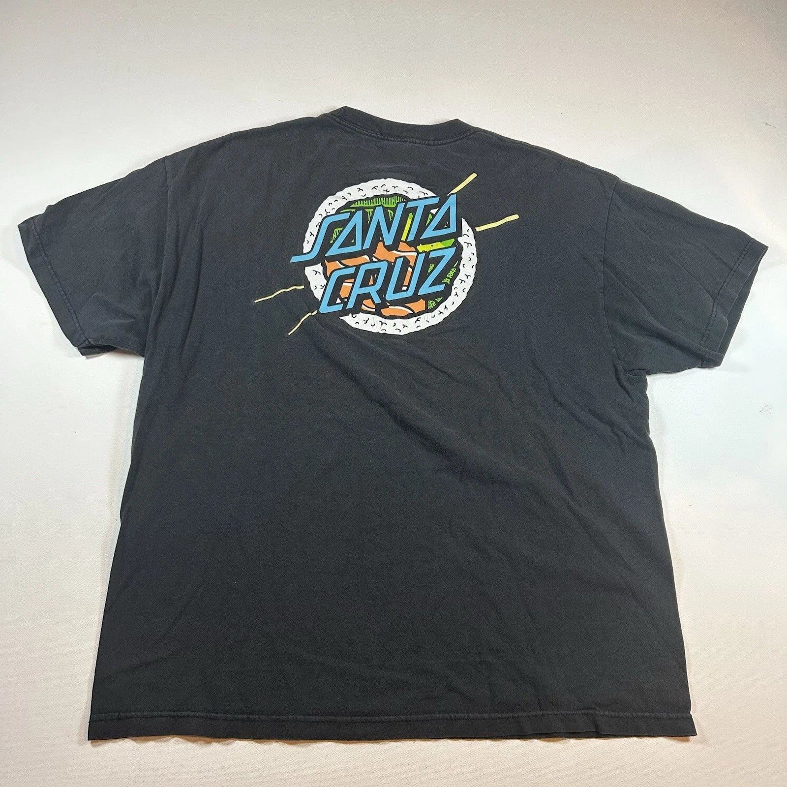 Vintage 90s Rare Santa Cruz Shirt Mens 2XL Sushi Chopsticks Wheel Logo Faded Unisex T-shirt, Sweatshirt, Hoodie, Long Sleeve Tee - T-Shirt, Sweatshirt, Hoodie