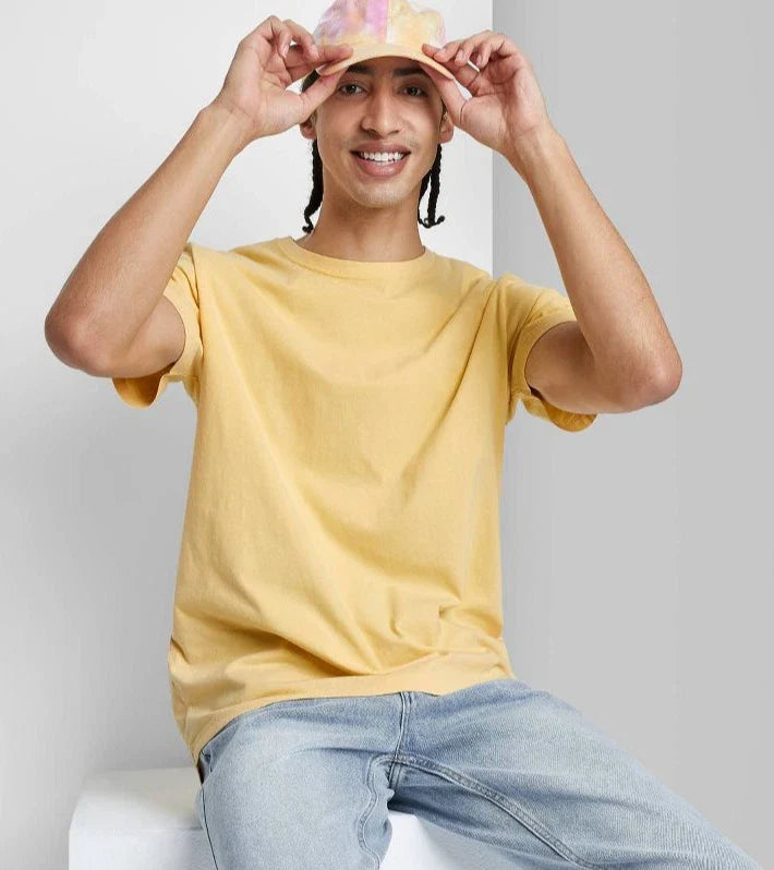 Unisex Yellow T-Shirt Soft Cotton Basic Tee Casual Everyday Summer Minimalist Unisex T-shirt, Sweatshirt, Hoodie, Long Sleeve Tee - T-Shirt, Sweatshirt, Hoodie