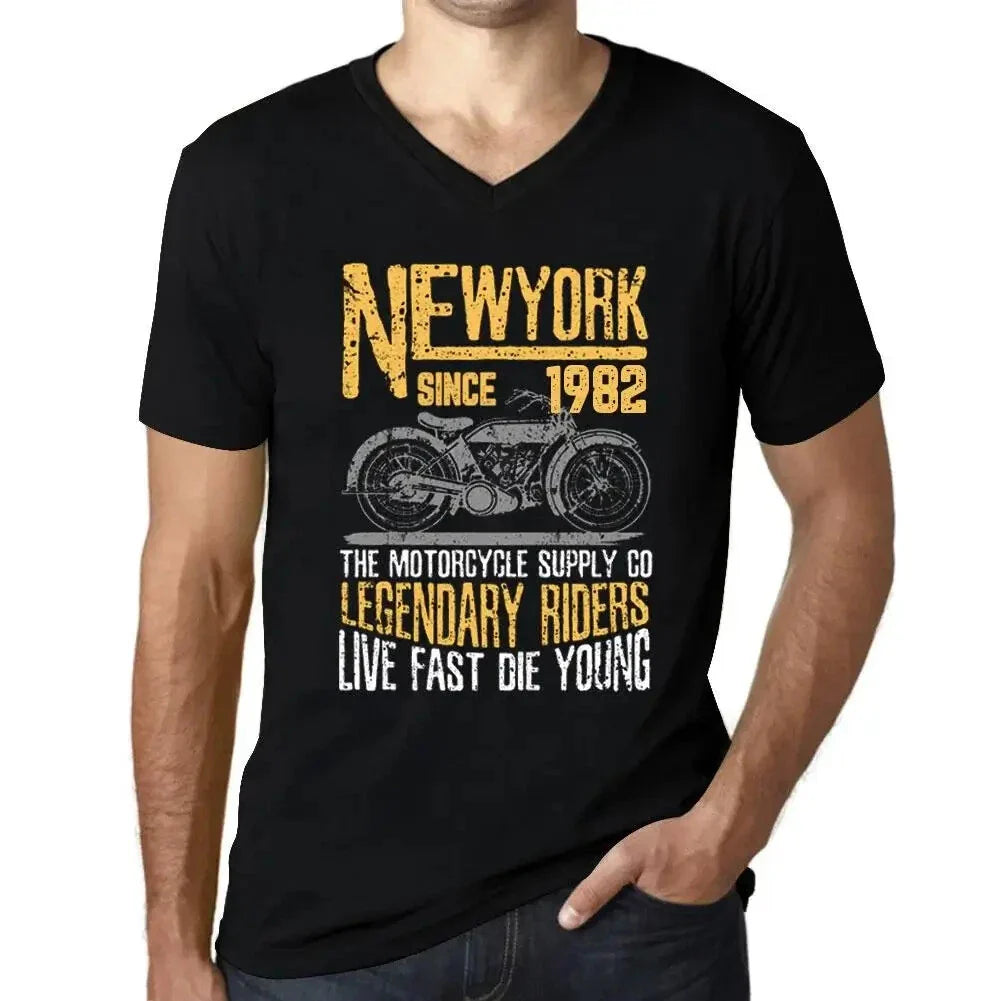 Men's Graphic T-Shirt V Neck Motorcycle Legendary Riders Since 1982 42nd Unisex T-shirt, Sweatshirt, Hoodie, Long Sleeve Tee - T-Shirt, Sweatshirt, Hoodie