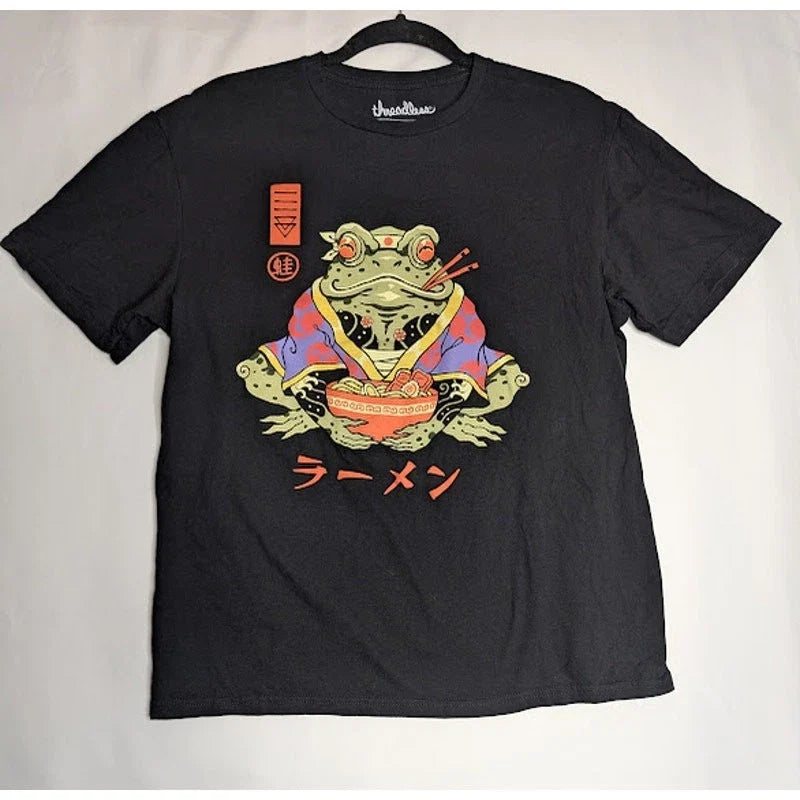 THREADLESS BRAND Japanese Ramen Frog Print Casual T-Shirt Vincent Trinidad Sz M Unisex T-shirt, Sweatshirt, Hoodie, Long Sleeve Tee - T-Shirt, Sweatshirt, Hoodie