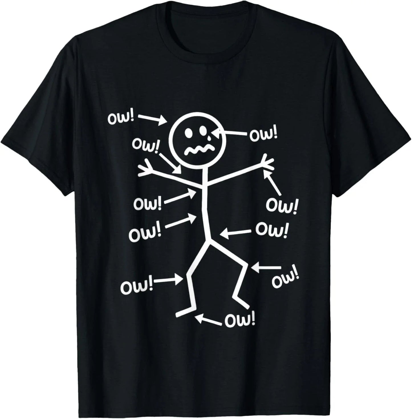 Funny Ow Ow Ow Ow Saying Body Pain Character Humor Sarcastic  unisex T-Shirt Unisex T-shirt, Sweatshirt, Hoodie, Long Sleeve Tee - T-Shirt, Sweatshirt, Hoodie