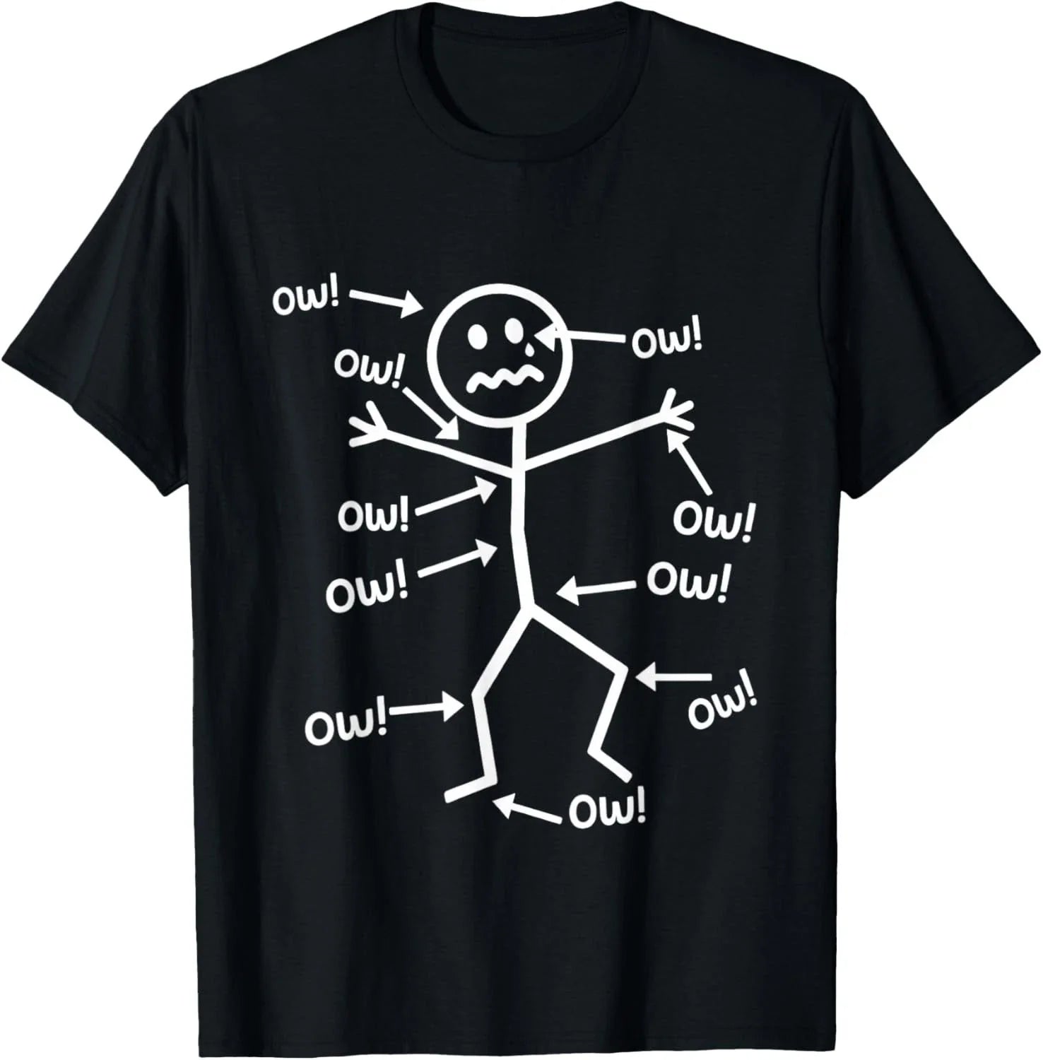 Funny Ow Ow Ow Ow Saying Body Pain Character Humor Sarcastic  unisex T-Shirt Unisex T-shirt, Sweatshirt, Hoodie, Long Sleeve Tee - T-Shirt, Sweatshirt, Hoodie
