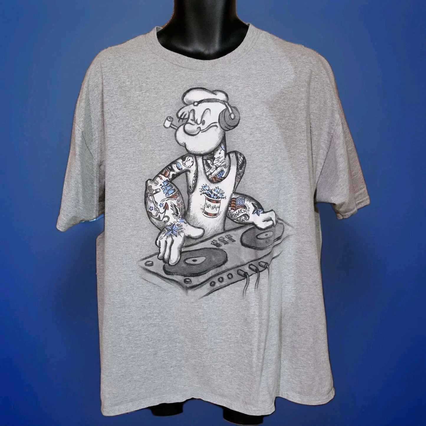 Popeye Turntable DJ Streetwear Audiophile T-shirt Mens XL Y2K EUC Unisex T-shirt, Sweatshirt, Hoodie, Long Sleeve Tee - T-Shirt, Sweatshirt, Hoodie
