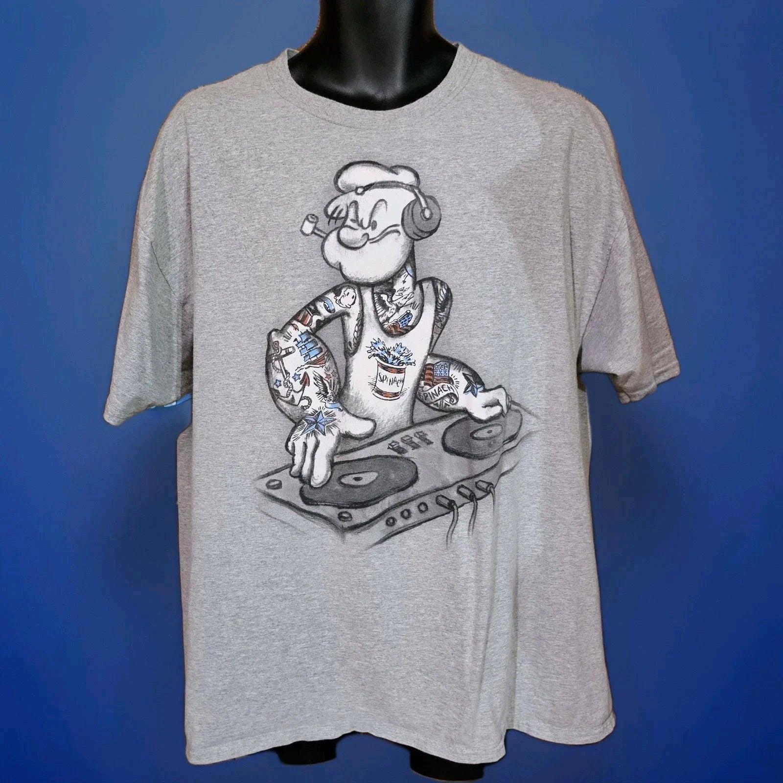 Popeye Turntable DJ Streetwear Audiophile T-shirt Mens XL Y2K EUC Unisex T-shirt, Sweatshirt, Hoodie, Long Sleeve Tee - T-Shirt, Sweatshirt, Hoodie