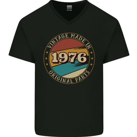 50th Birthday Vintage Made In 1976 Mens V-Neck Cotton T-Shirt Unisex T-shirt, Sweatshirt, Hoodie, Long Sleeve Tee - T-Shirt, Sweatshirt, Hoodie