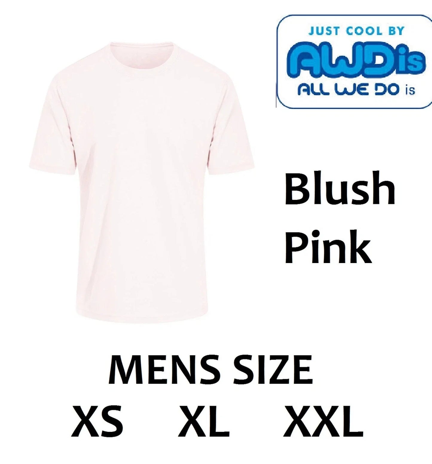 Mens T shirt, pale blush pink,  super smooth fabric, Size XS XL XXL New, AWDIS Unisex T-shirt, Sweatshirt, Hoodie, Long Sleeve Tee - T-Shirt, Sweatshirt, Hoodie