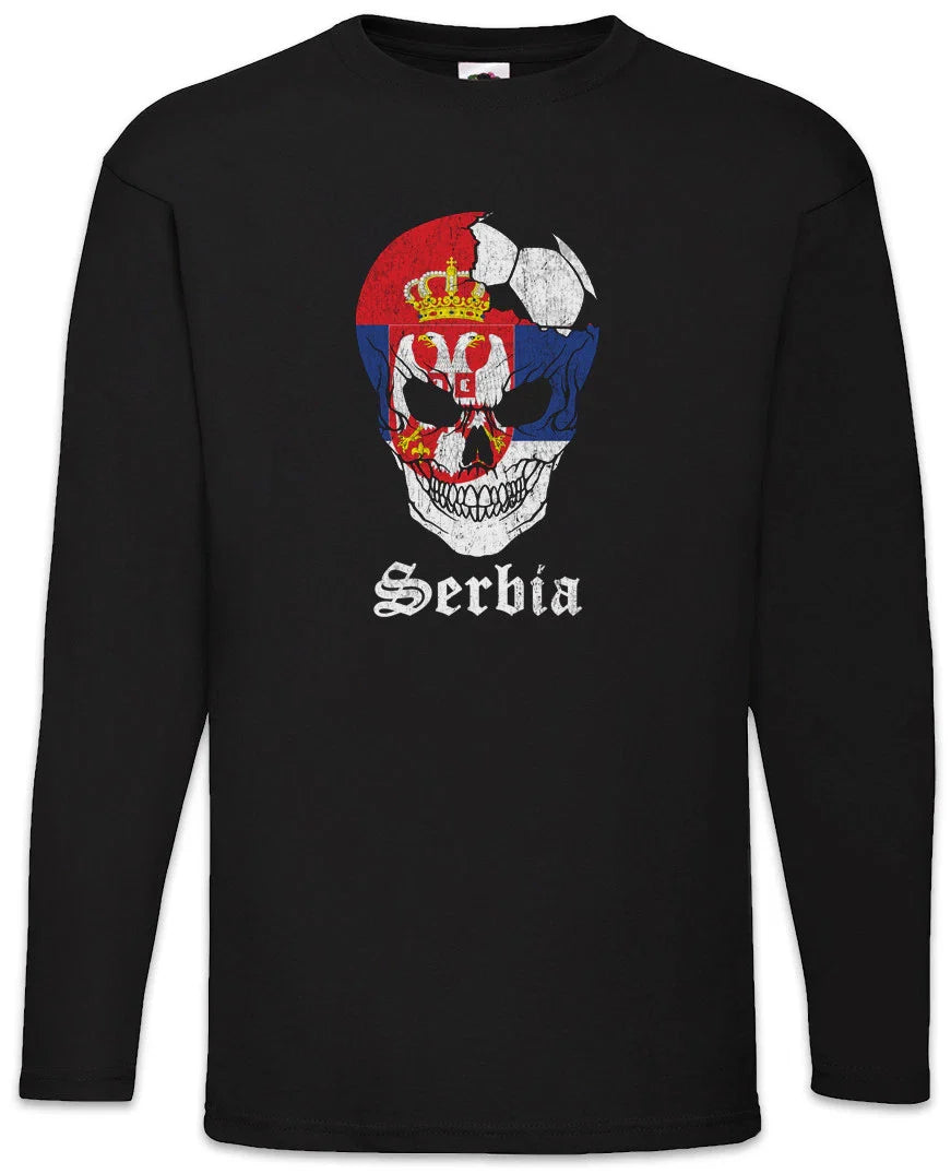 Serbia Football Skull I Men Long Sleeve T-Shirt serbian Soccer Flag World Unisex T-shirt, Sweatshirt, Hoodie, Long Sleeve Tee - T-Shirt, Sweatshirt, Hoodie