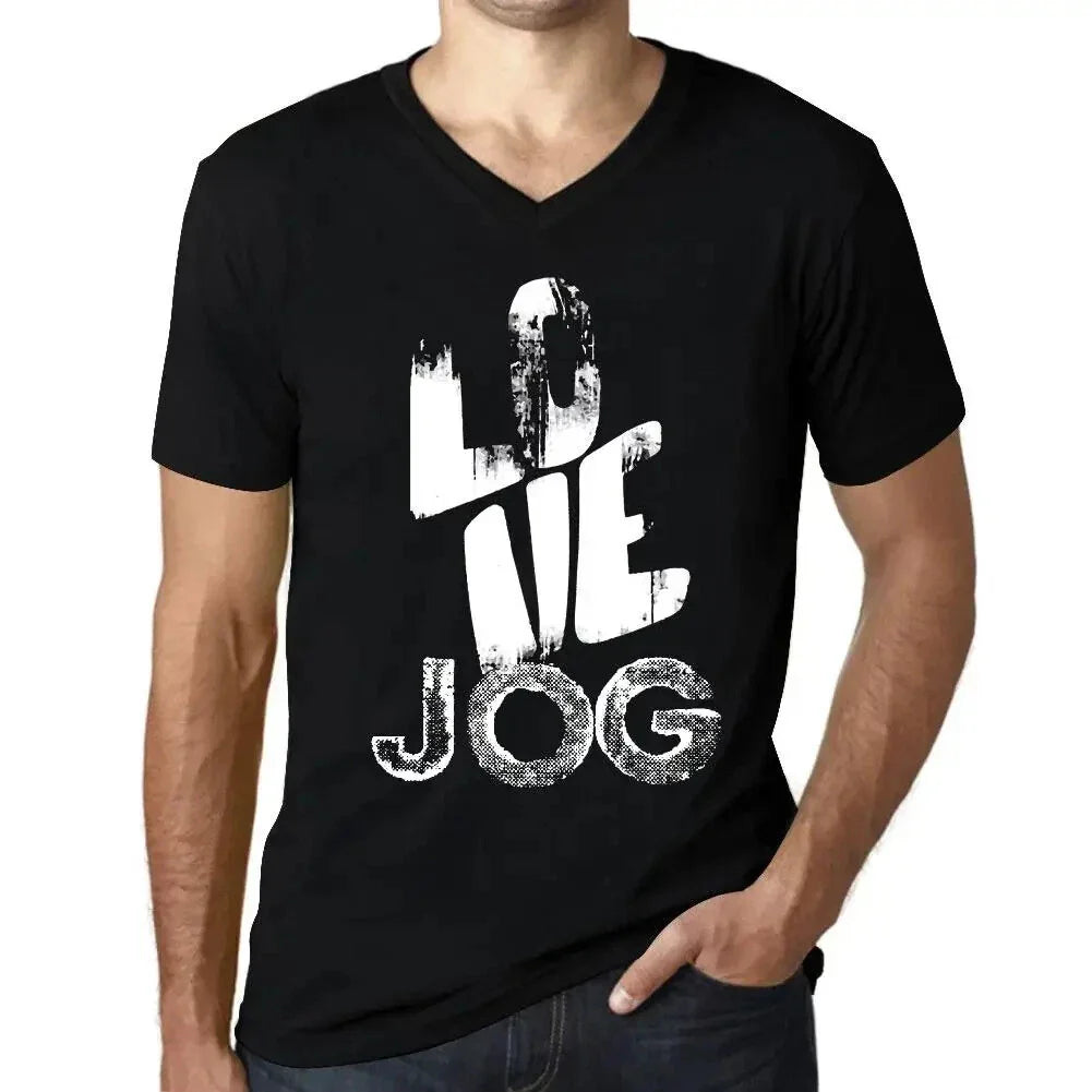 Men's Graphic T-Shirt V Neck Love Jog Eco-Friendly Limited Edition Short Sleeve Unisex T-shirt, Sweatshirt, Hoodie, Long Sleeve Tee - T-Shirt, Sweatshirt, Hoodie