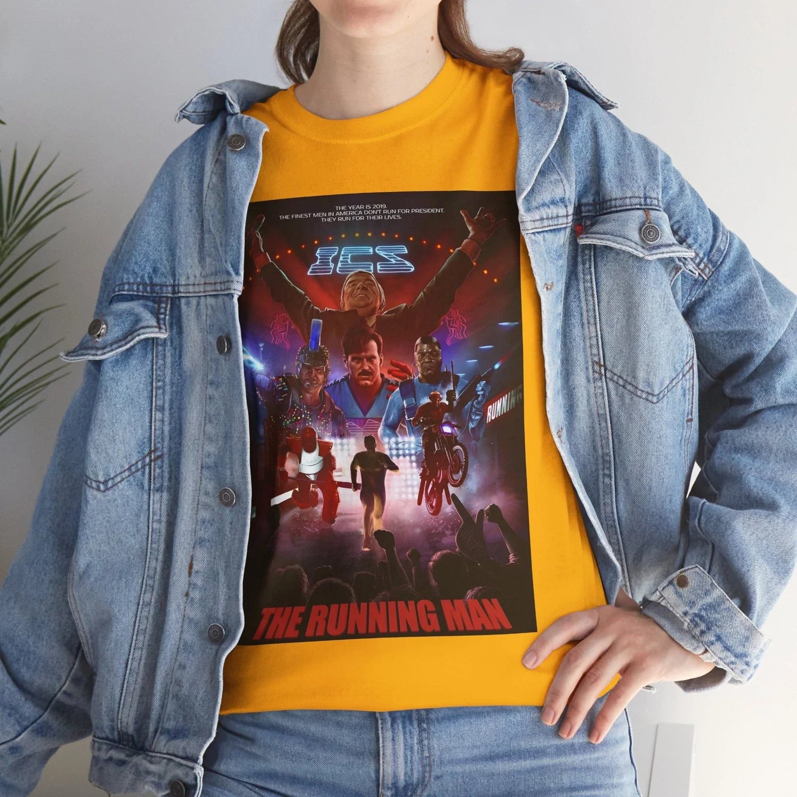 The Running Man (1987) T-Shirt Schwarzenegger Sci-Fi 80s Unisex T-shirt, Sweatshirt, Hoodie, Long Sleeve Tee - T-Shirt, Sweatshirt, Hoodie