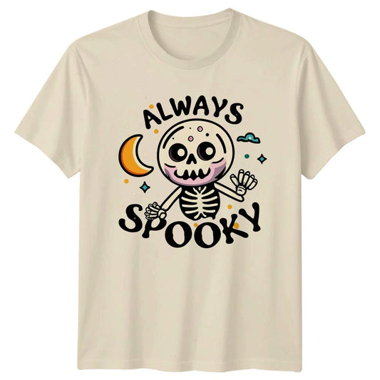 Always Spooky T-Shirt Cute Skeleton Halloween Gift For Him And Her Unisex T-shirt, Sweatshirt, Hoodie, Long Sleeve Tee - T-Shirt, Sweatshirt, Hoodie
