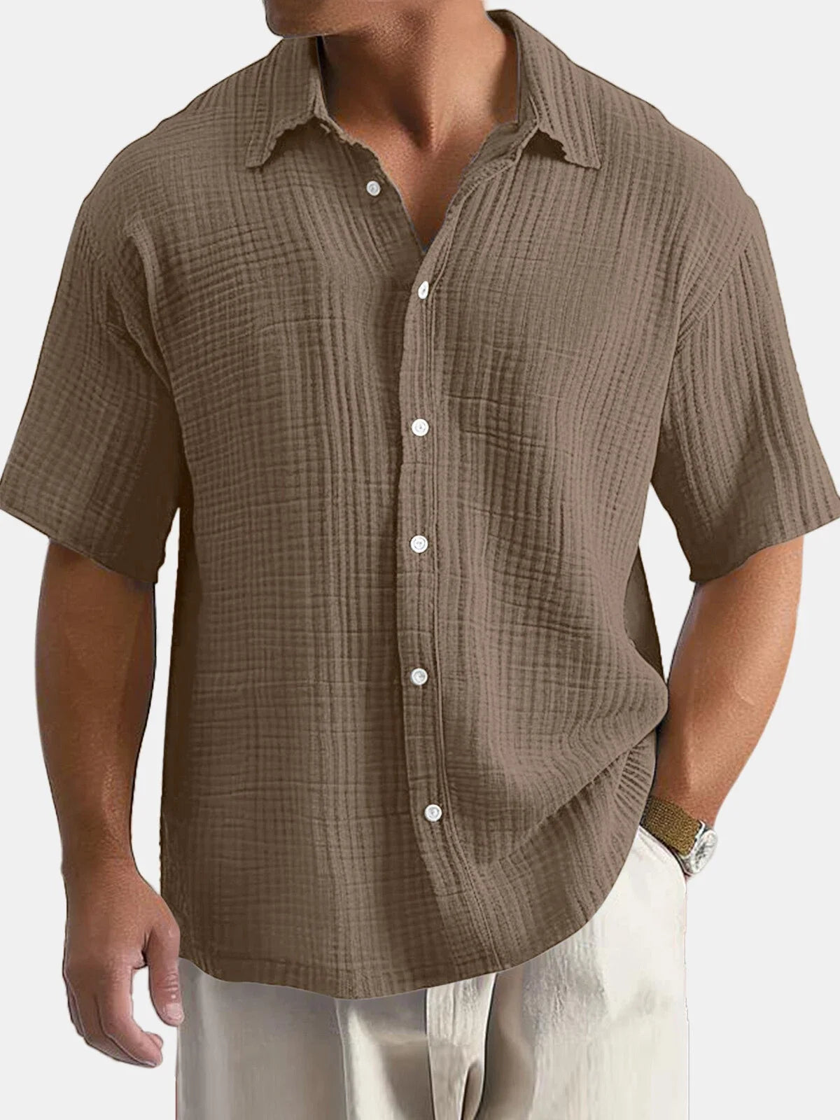 Men's Baggy Shirt Casual Slim Shirts Short Sleeve Button Down Tops Blouse Unisex T-shirt, Sweatshirt, Hoodie, Long Sleeve Tee - T-Shirt, Sweatshirt, Hoodie