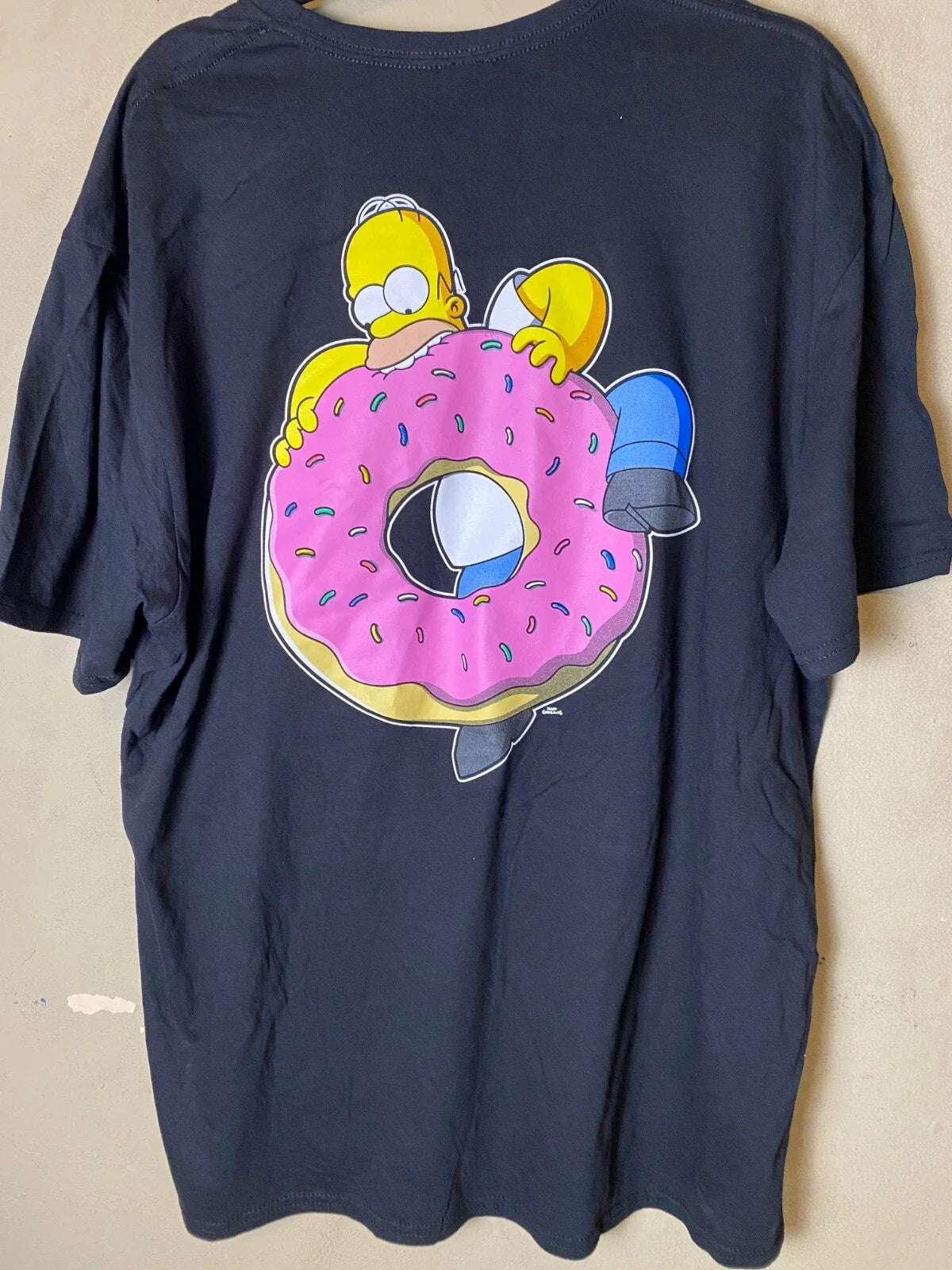 THE SIMPSON's HOMER  "Biting Donut" Double Sided Black Graphic Tee SZ 2XL-NWOT Unisex T-shirt, Sweatshirt, Hoodie, Long Sleeve Tee - T-Shirt, Sweatshirt, Hoodie