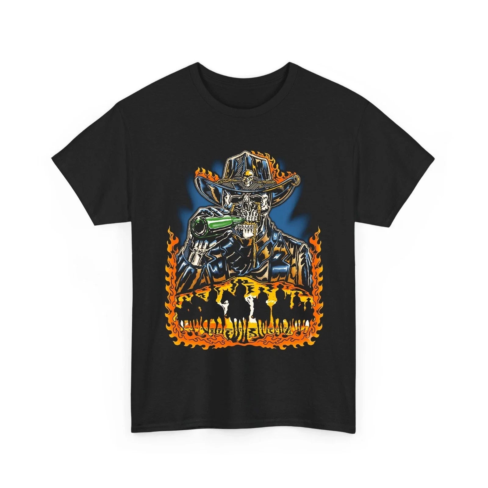 Skeleton Cowboy Drinking Western Grunge Retro Graphic Men's T-Shirt Unisex T-shirt, Sweatshirt, Hoodie, Long Sleeve Tee - T-Shirt, Sweatshirt, Hoodie