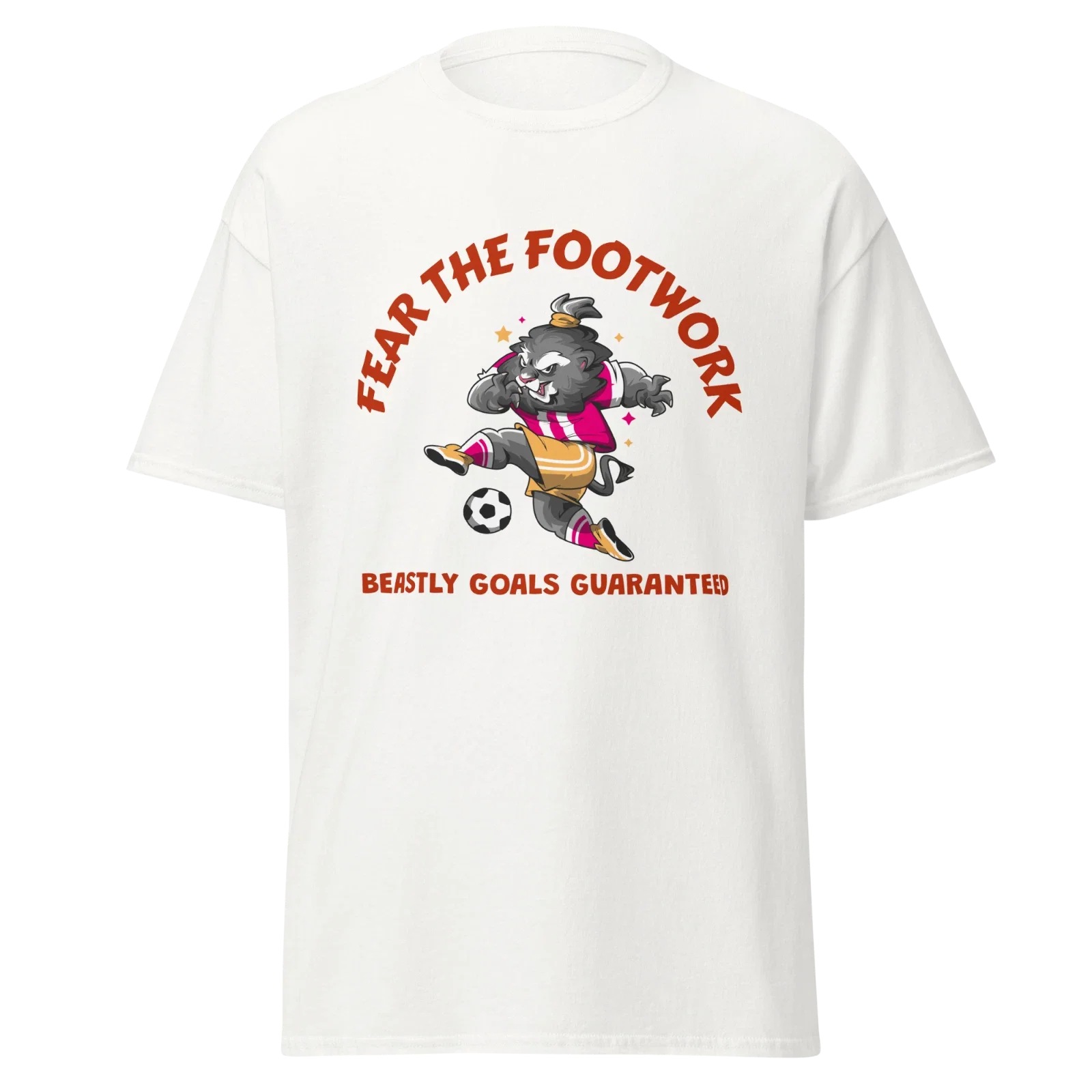 Fear The Footwork Mens Classic T Shirt Beastly Goals Soccer Cotton Tee Unisex T-shirt, Sweatshirt, Hoodie, Long Sleeve Tee - T-Shirt, Sweatshirt, Hoodie