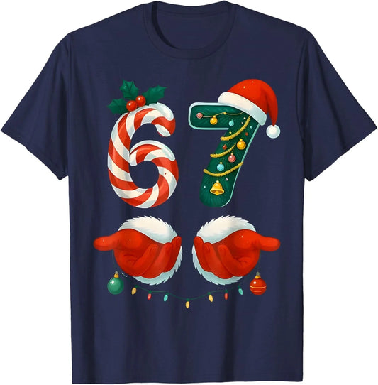 67 Meme Six Seven Christmas Design - Xmas Santa Hands Unisex T-Shirt Unisex T-shirt, Sweatshirt, Hoodie, Long Sleeve Tee - T-Shirt, Sweatshirt, Hoodie