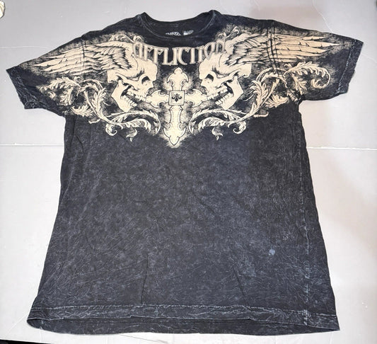 Affliction T Shirt Tee Mens XL Cotton Skills Cross Faded Wings Graphic Print Unisex T-shirt, Sweatshirt, Hoodie, Long Sleeve Tee - T-Shirt, Sweatshirt, Hoodie