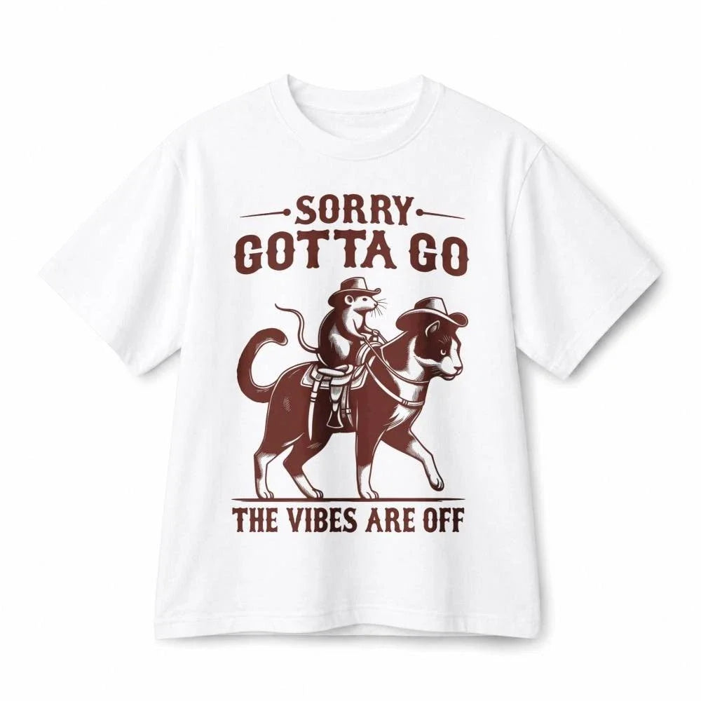 Sorry Gotta Go Western Cowboy Rat Cat Funny Retro Graphic Cotton TShirt Unisex Unisex T-shirt, Sweatshirt, Hoodie, Long Sleeve Tee - T-Shirt, Sweatshirt, Hoodie