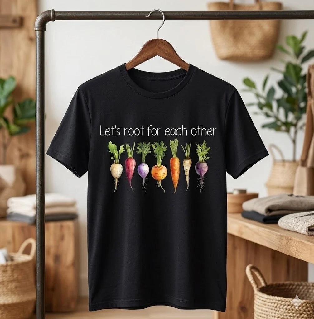 Lets Root For Each Other Funny Vegetable Pun T-Shirt Cute Veggie Tee - H164 Unisex T-shirt, Sweatshirt, Hoodie, Long Sleeve Tee - T-Shirt, Sweatshirt, Hoodie