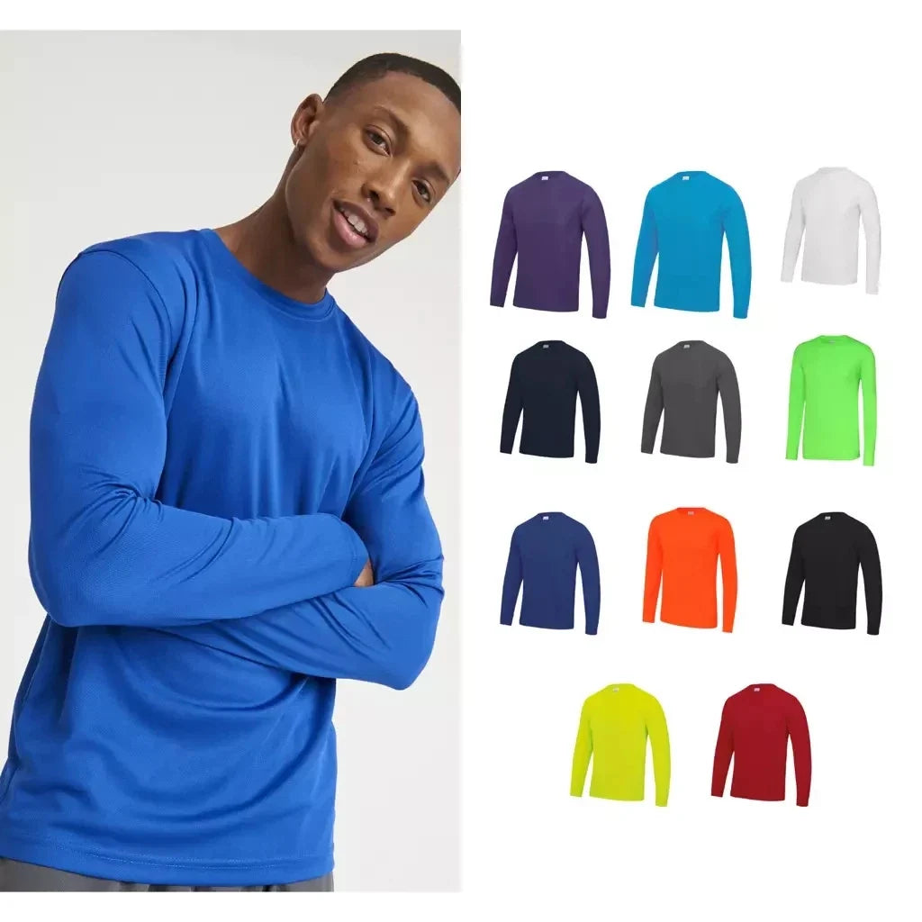 Mens Long Sleeve Polyester T Shirt Quick Dry Wicking Training Top Gym Sport L Unisex T-shirt, Sweatshirt, Hoodie, Long Sleeve Tee - T-Shirt, Sweatshirt, Hoodie