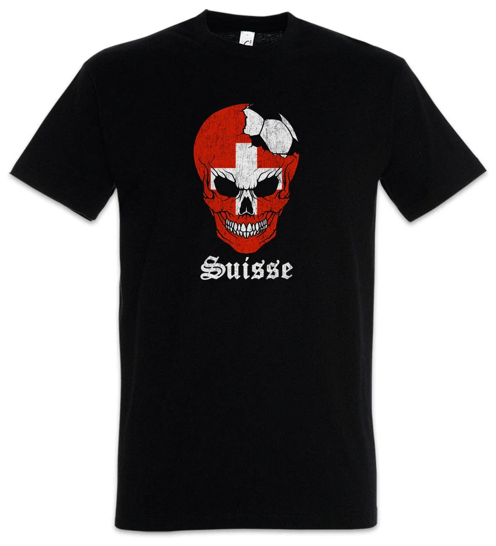Switzerland Football Skull I T-Shirt swiss Soccer Flag Banner World Championship Unisex T-shirt, Sweatshirt, Hoodie, Long Sleeve Tee - T-Shirt, Sweatshirt, Hoodie