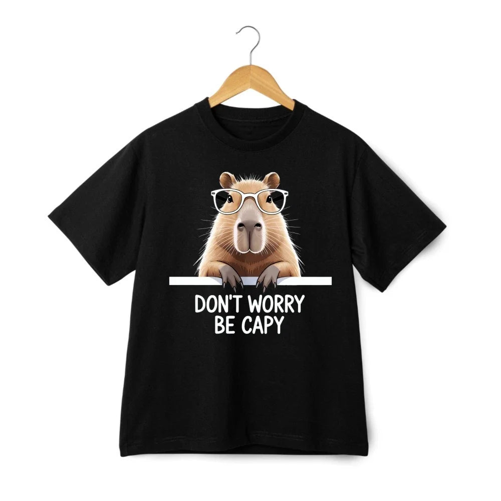 Dont Worry Be Capy Funny Capybara T-Shirt Cute Animal Humor Casual Tee Unisex Unisex T-shirt, Sweatshirt, Hoodie, Long Sleeve Tee - T-Shirt, Sweatshirt, Hoodie