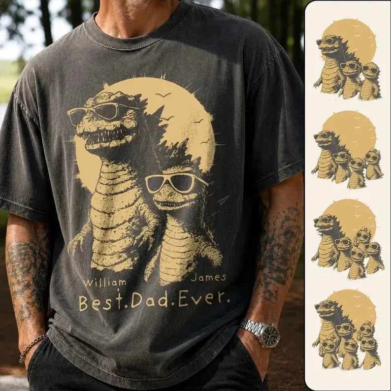 Personalized Best Dad Ever Dadzilla T-Shirt Father Day Gifts for Dad Funny Papa Unisex T-shirt, Sweatshirt, Hoodie, Long Sleeve Tee - T-Shirt, Sweatshirt, Hoodie