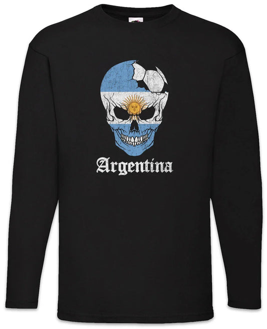 Argentina Football Skull I Men Long Sleeve T-Shirt argentinean Soccer Flag Unisex T-shirt, Sweatshirt, Hoodie, Long Sleeve Tee - T-Shirt, Sweatshirt, Hoodie