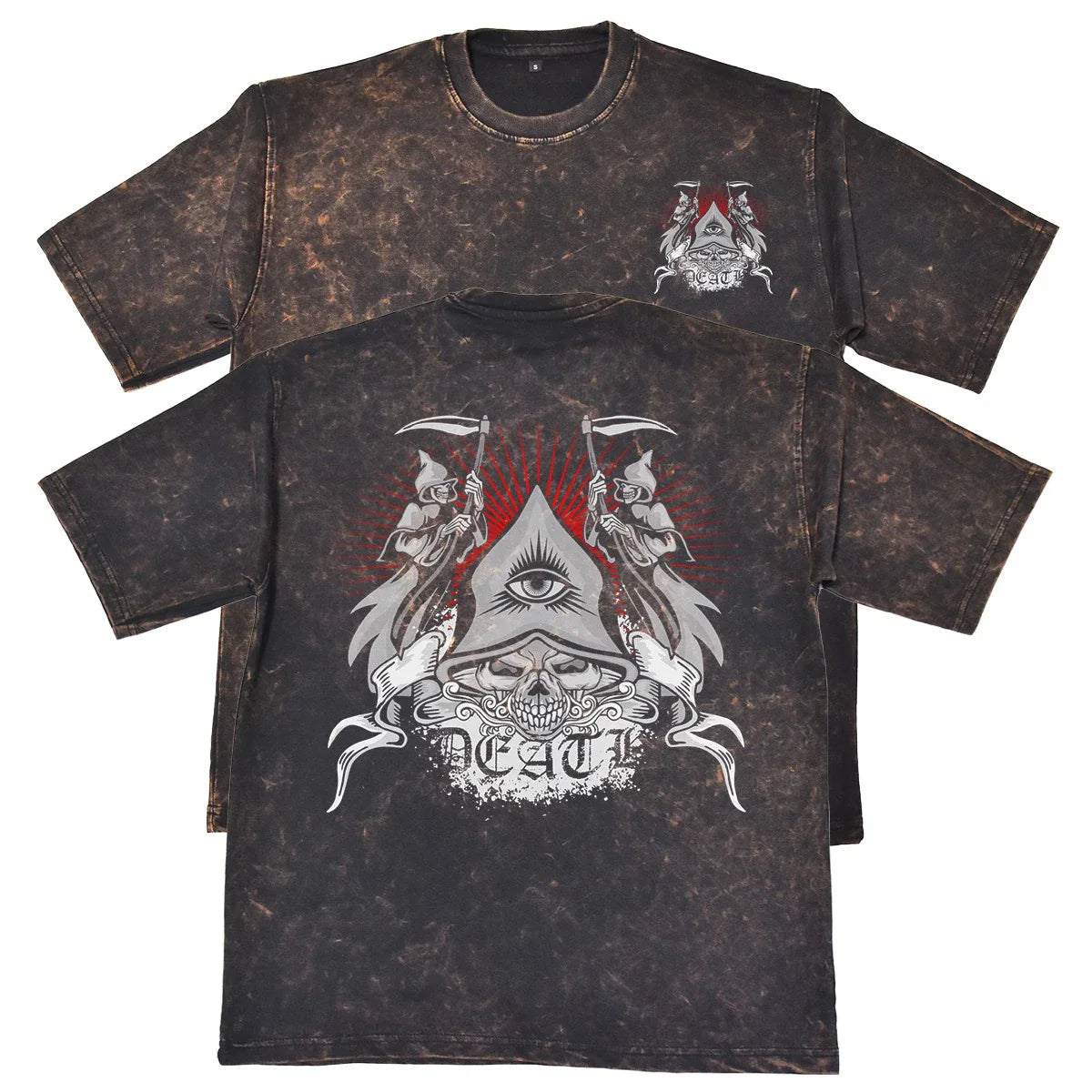 Death Mens Rust Heavyweight 240gsm Vintage T-Shirt Skull Gothic Gift For Him Unisex T-shirt, Sweatshirt, Hoodie, Long Sleeve Tee - T-Shirt, Sweatshirt, Hoodie
