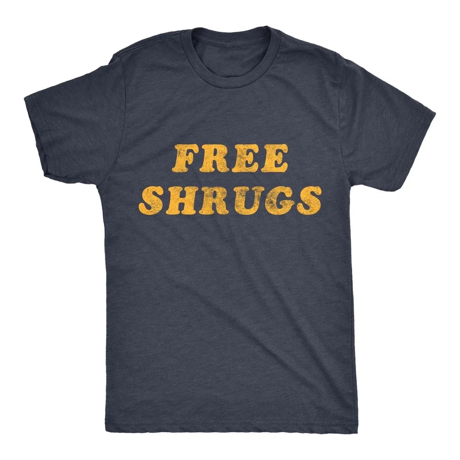 Mens Free Shrugs T Shirt Funny Introvert Hugs Sarcastic Novelty Graphic Tee Unisex T-shirt, Sweatshirt, Hoodie, Long Sleeve Tee - T-Shirt, Sweatshirt, Hoodie