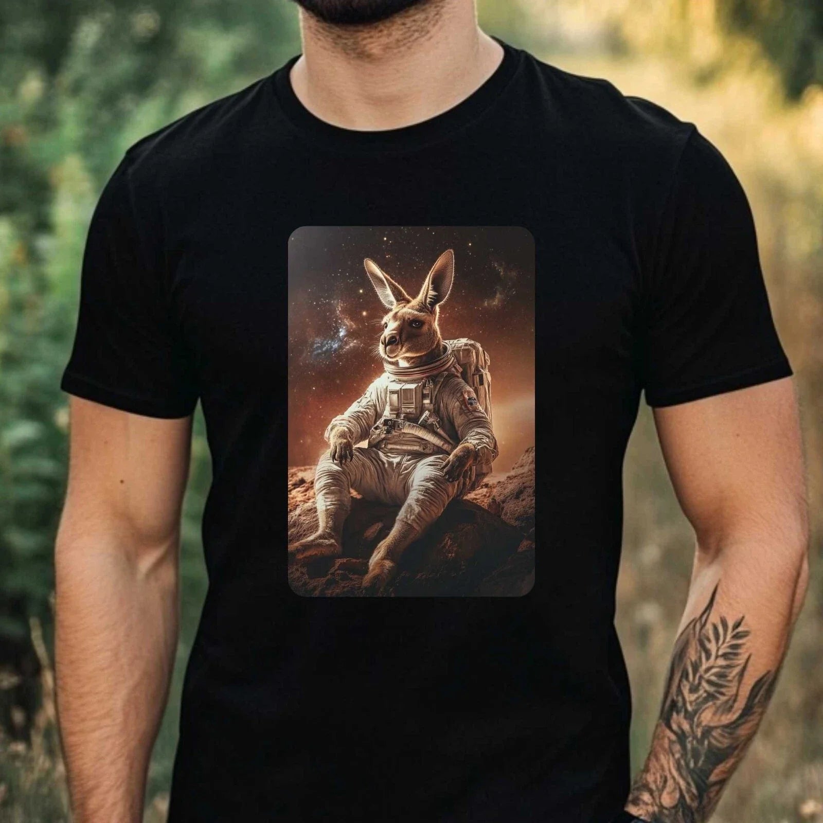 Mens Kangaroo Astronaut Print Cotton T-Shirt Size XS to 5XL Unisex T-shirt, Sweatshirt, Hoodie, Long Sleeve Tee - T-Shirt, Sweatshirt, Hoodie