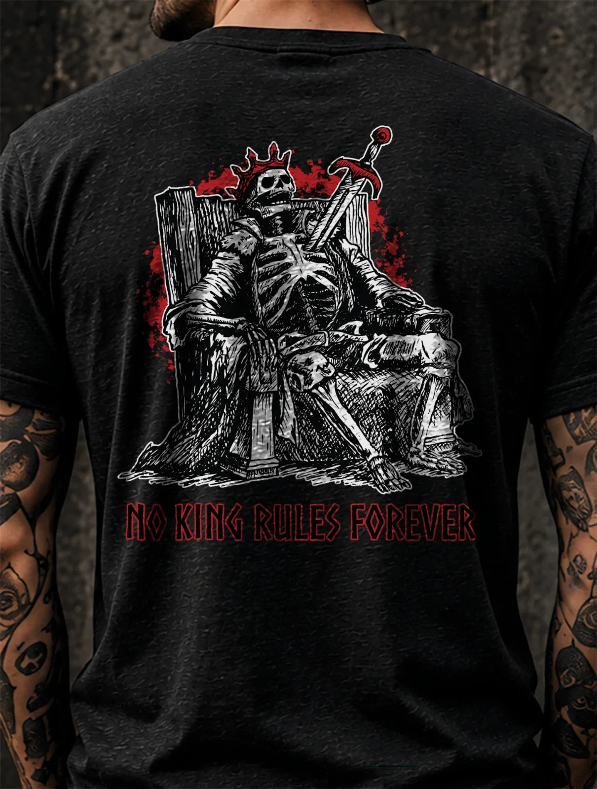 Skeleton King Throne Graphic Tee, Dark Fantasy Streetwear Shirt Unisex T-shirt, Sweatshirt, Hoodie, Long Sleeve Tee - T-Shirt, Sweatshirt, Hoodie