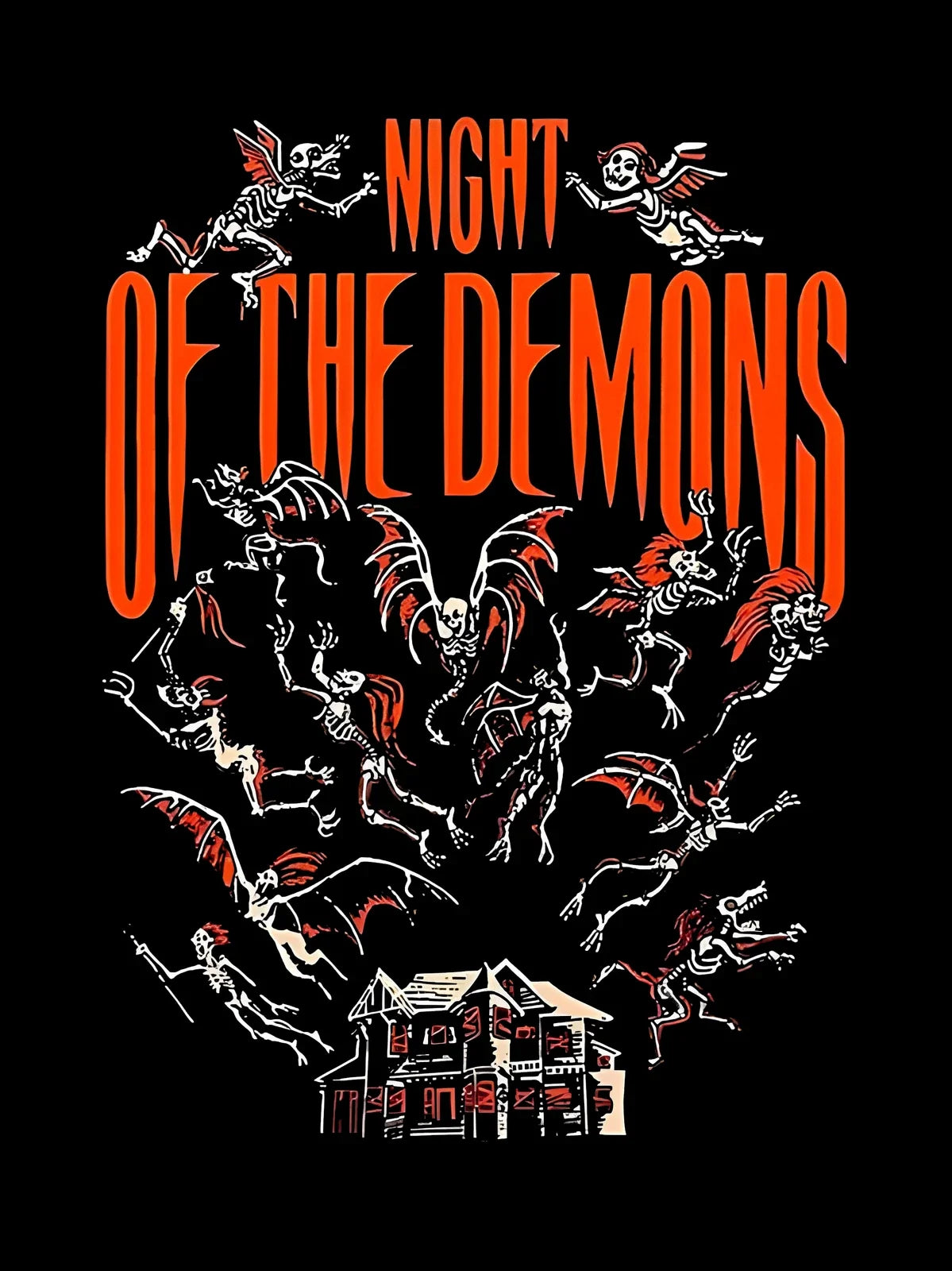 Night of the Demons Title Screen T-Shirt | Haunted House Design, Horror Tee Unisex T-shirt, Sweatshirt, Hoodie, Long Sleeve Tee - T-Shirt, Sweatshirt, Hoodie