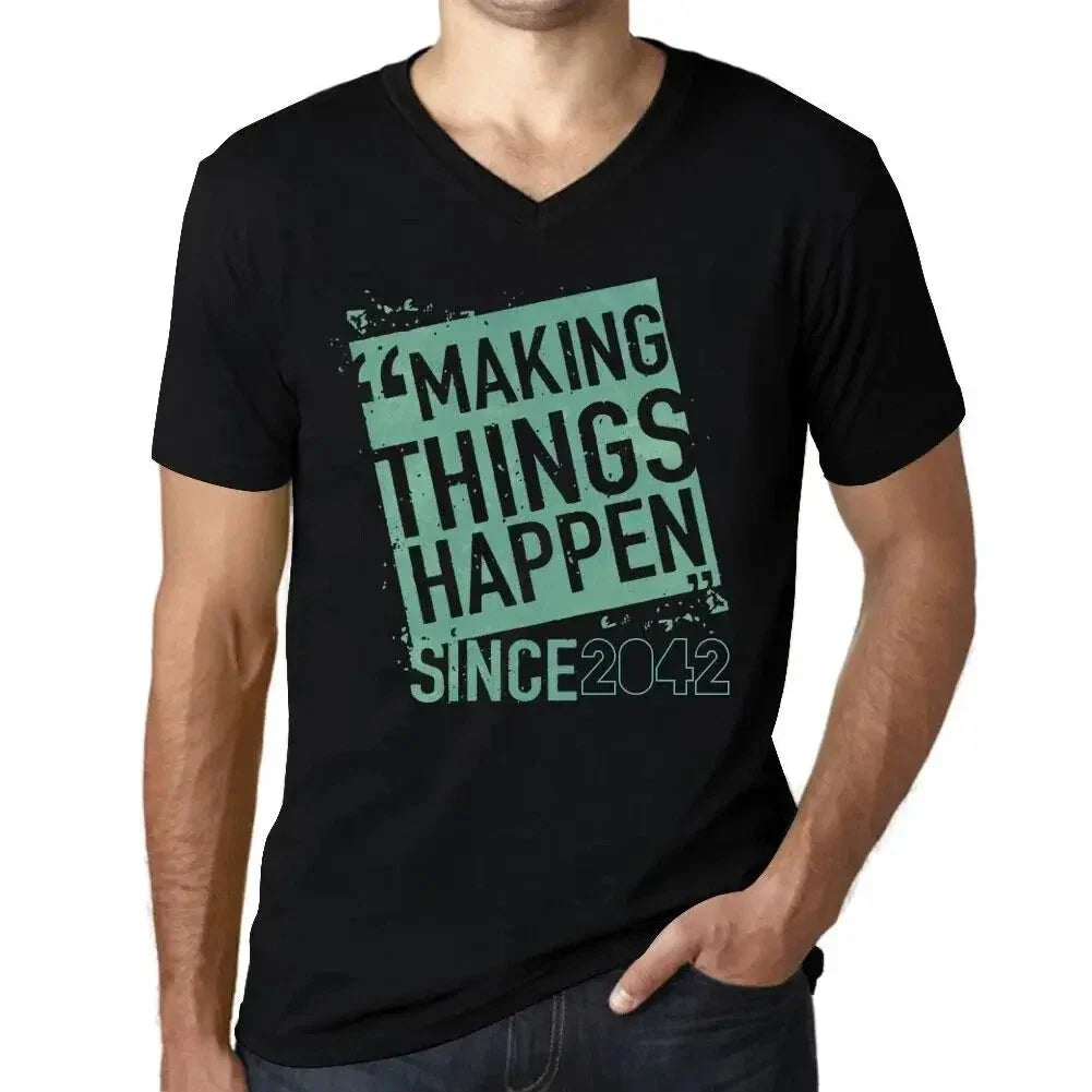 Men's Graphic T-Shirt V Neck Making Things Happen Since 2042 Eco-Friendly Unisex T-shirt, Sweatshirt, Hoodie, Long Sleeve Tee - T-Shirt, Sweatshirt, Hoodie