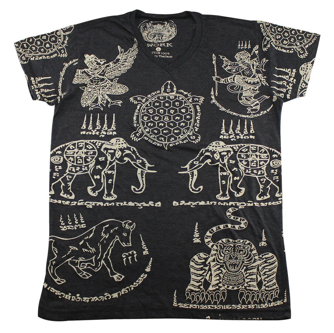 WORK Muay Thai T-Shirt Men Sak Yant Animal Tattoo Yantra KickBoxing Fighter WK01 Unisex T-shirt, Sweatshirt, Hoodie, Long Sleeve Tee - T-Shirt, Sweatshirt, Hoodie