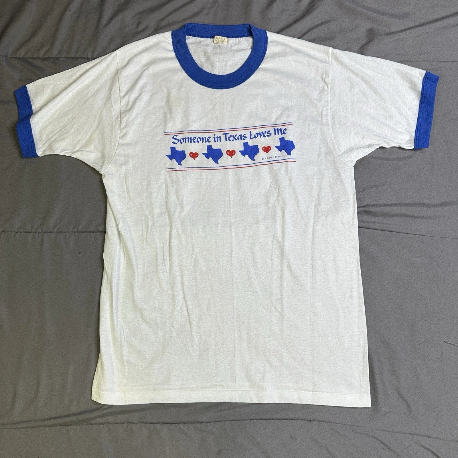 VINTAGE 80's Someone In Texas Loves Me Shirt Emo Indie Style Screen Stars Size L Unisex T-shirt, Sweatshirt, Hoodie, Long Sleeve Tee - T-Shirt, Sweatshirt, Hoodie