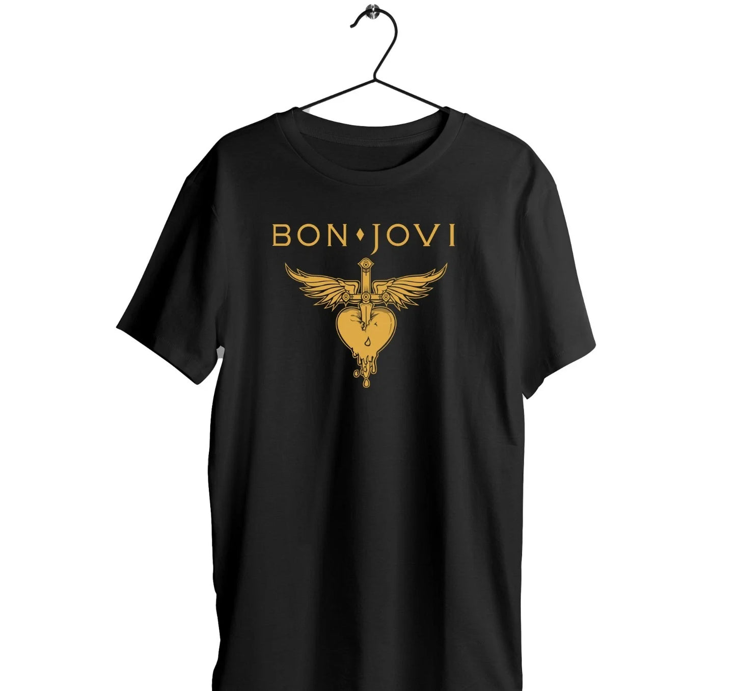 Bon Jovi logo Black  T-Shirt I Cotton Short Sleeve I Glam Hard rock gift Tee Unisex T-shirt, Sweatshirt, Hoodie, Long Sleeve Tee - T-Shirt, Sweatshirt, Hoodie