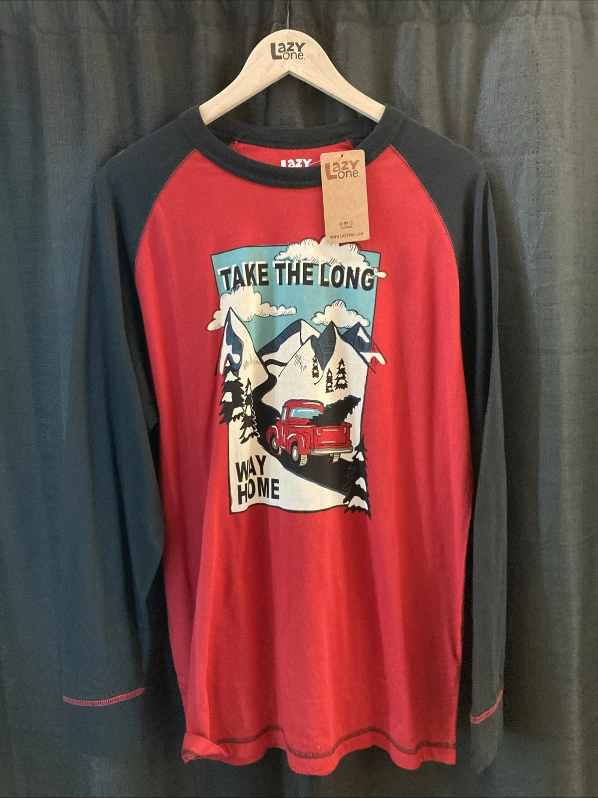 Lazy One L Red Truck With Christmas Tree Long Sleeve T-Shirt Unisex T-shirt, Sweatshirt, Hoodie, Long Sleeve Tee - T-Shirt, Sweatshirt, Hoodie