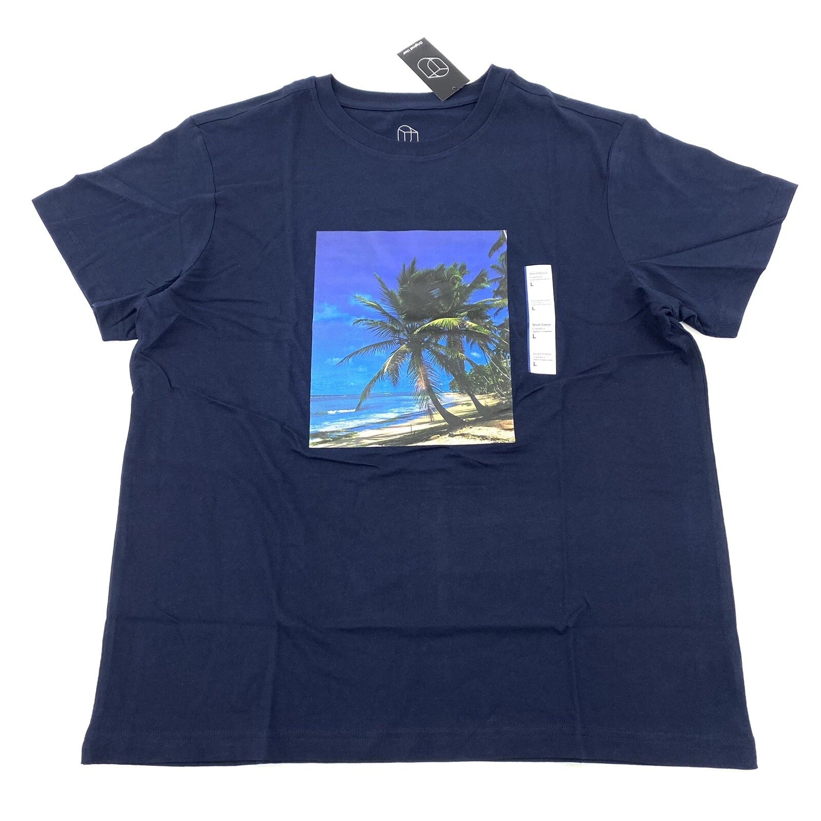 Original Use Mens Size L 100% Cotton Graphic T-Shirt Palm Trees Beach Dark Blue Unisex T-shirt, Sweatshirt, Hoodie, Long Sleeve Tee - T-Shirt, Sweatshirt, Hoodie