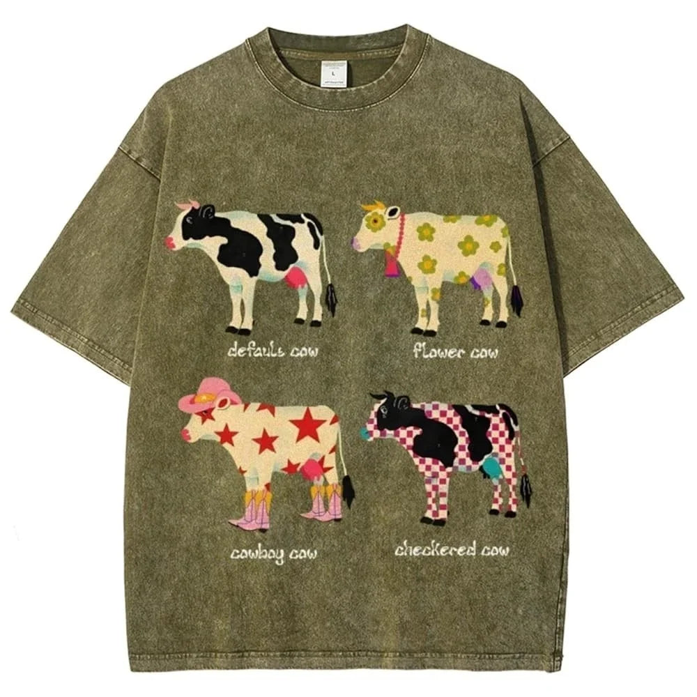 Indie Aesthetic Cow Graphic T-Shirt, size S Unisex T-shirt, Sweatshirt, Hoodie, Long Sleeve Tee - T-Shirt, Sweatshirt, Hoodie