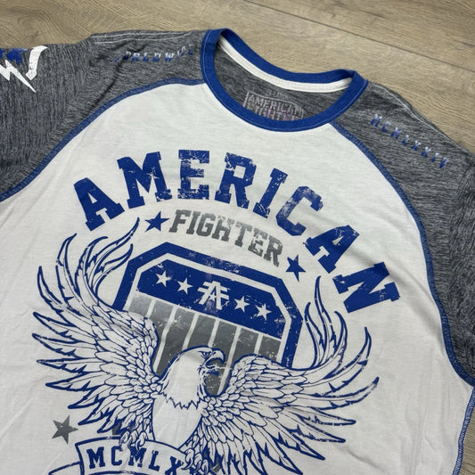 American Fighter Grey Blue Mens S/S T Shirt Sz XXL Athletics Y2K Grunge Punk Unisex T-shirt, Sweatshirt, Hoodie, Long Sleeve Tee - T-Shirt, Sweatshirt, Hoodie