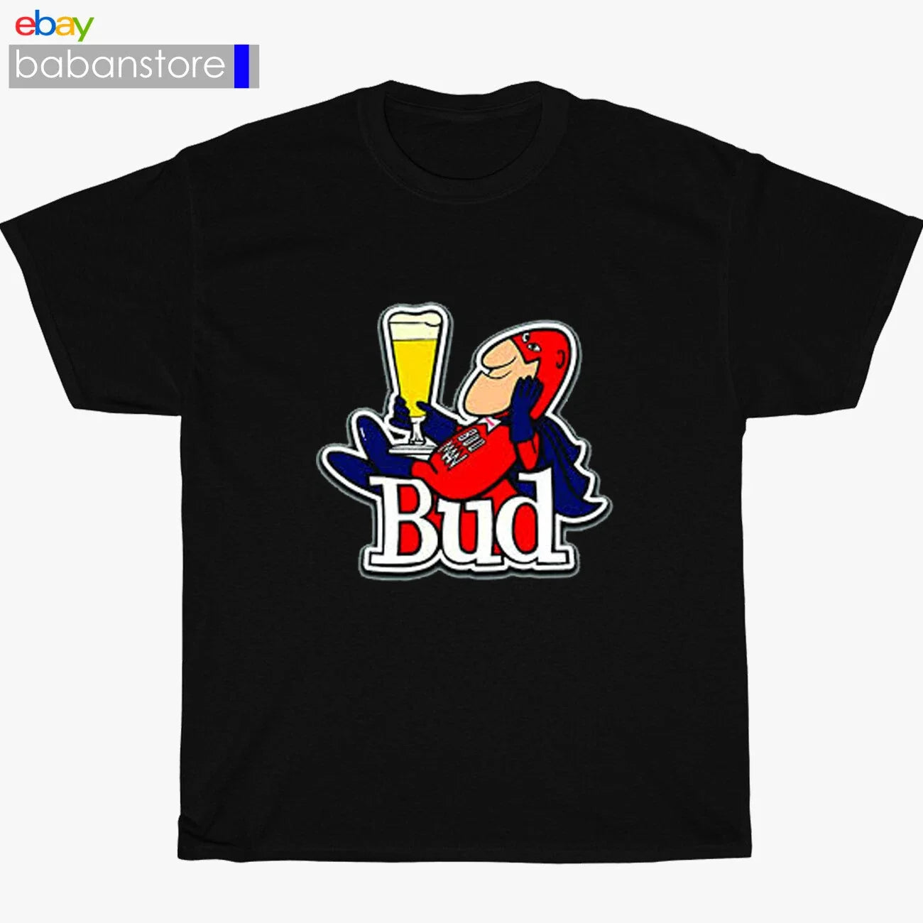 New BudMan Cartoons Bud Man Beer Black/White/Grey/Navy T-Shirt Size S-5XL Unisex T-shirt, Sweatshirt, Hoodie, Long Sleeve Tee - T-Shirt, Sweatshirt, Hoodie
