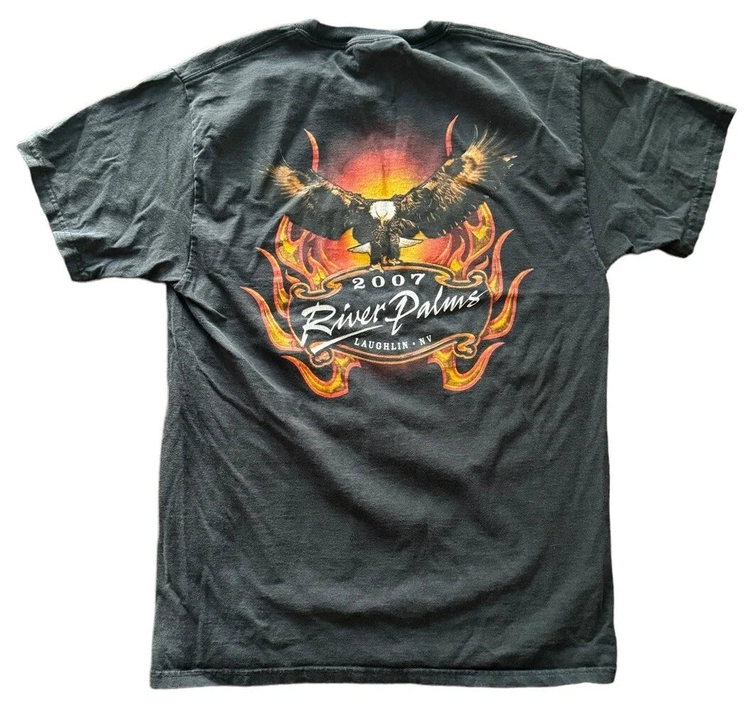 Vintage Y2K Eagle Biker River Run T-Shirt Black Size Medium Unisex T-shirt, Sweatshirt, Hoodie, Long Sleeve Tee - T-Shirt, Sweatshirt, Hoodie